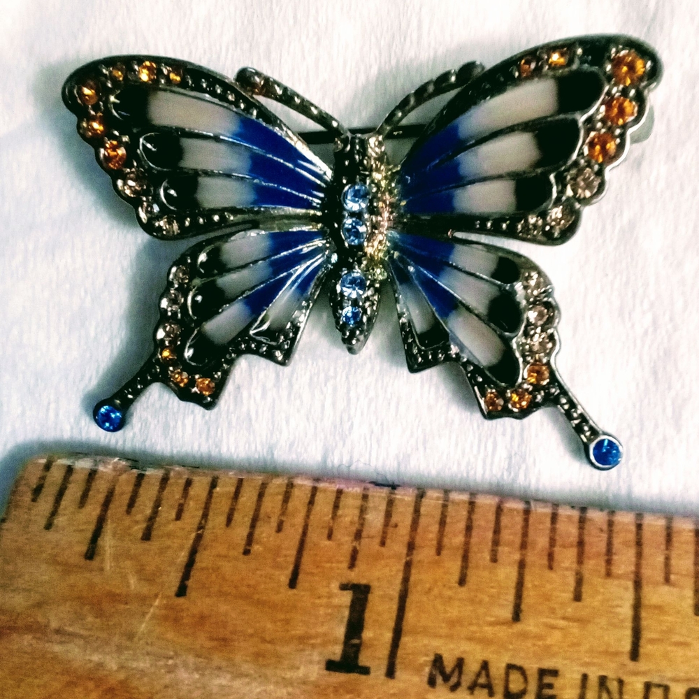 🥰PRICE DROP🥰Vintage Monet Blue and Black Butterfly Brooch